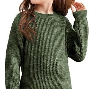 Girl's Long-Sleeve Knitted Dress Pullover Long Sweater Bodycon Dresses